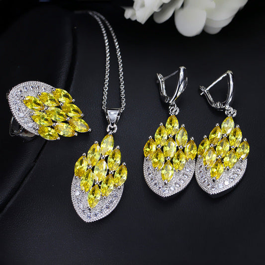European and American style zircon jewelry set Wholesale bridesmaid and wedding accessories for photo studios and photography props