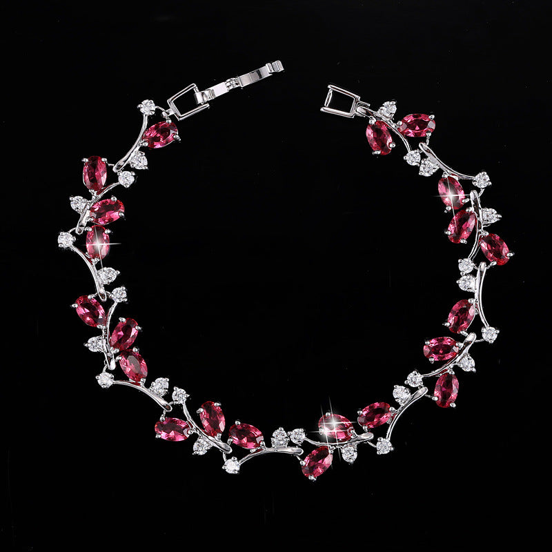 Korean version hand accessories.Korean-style fashionable 18K white gold zirconium bracelet for women