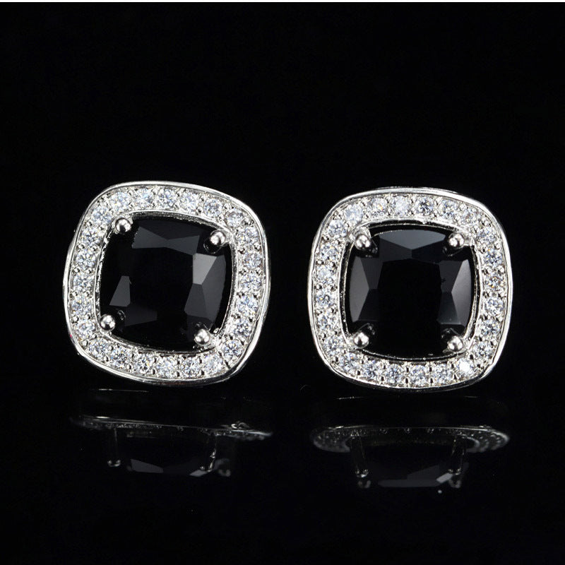 Best-selling Micro Set Stud Earrings Best-selling AAA Zirconia Earrings Decorative Jewelry for Europe and America High-end Ear Accessories Square Set Diamond Stud Earrings