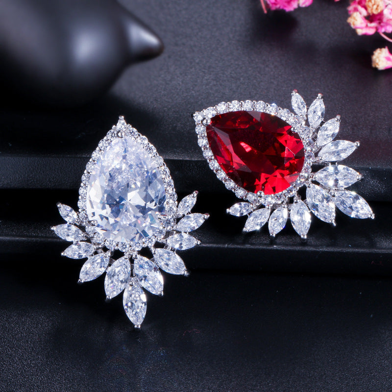High-end fashionable drop-shaped AAA zircon gemstone earrings