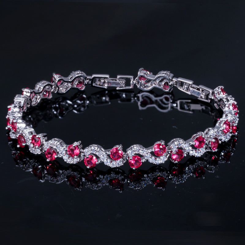 Best-selling Korean fashionable and versatile jewelryBeautiful sparkling diamondsSwiss AAA zirconium plated with white gold bracelet