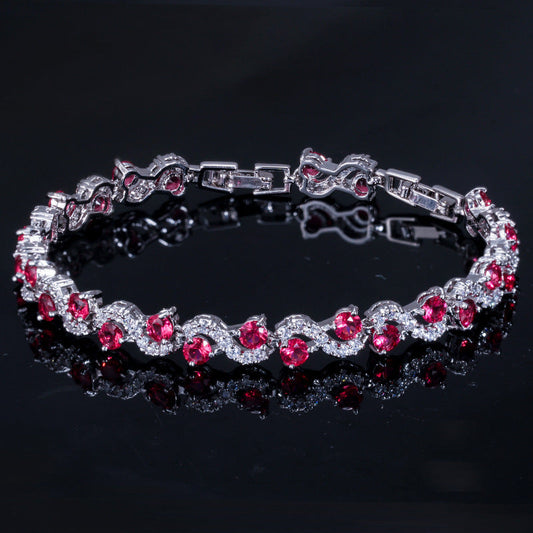 Best-selling Korean fashionable and versatile jewelryBeautiful sparkling diamondsSwiss AAA zirconium plated with white gold bracelet