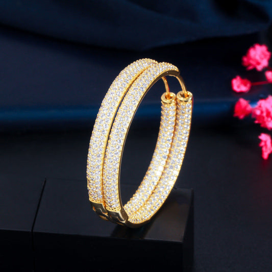 2026 New Style Earrings in South American Stylefeaturing Unique Design Abundant Diamonds Electroplated with 18K Gold and Zirconium