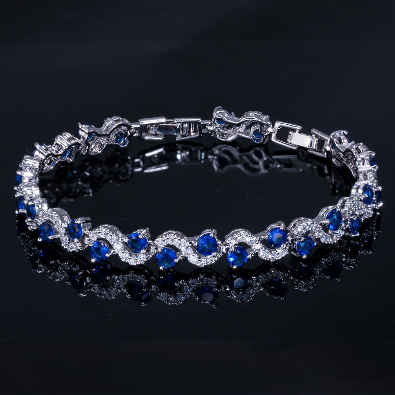 Best-selling Korean fashionable and versatile jewelryBeautiful sparkling diamondsSwiss AAA zirconium plated with white gold bracelet