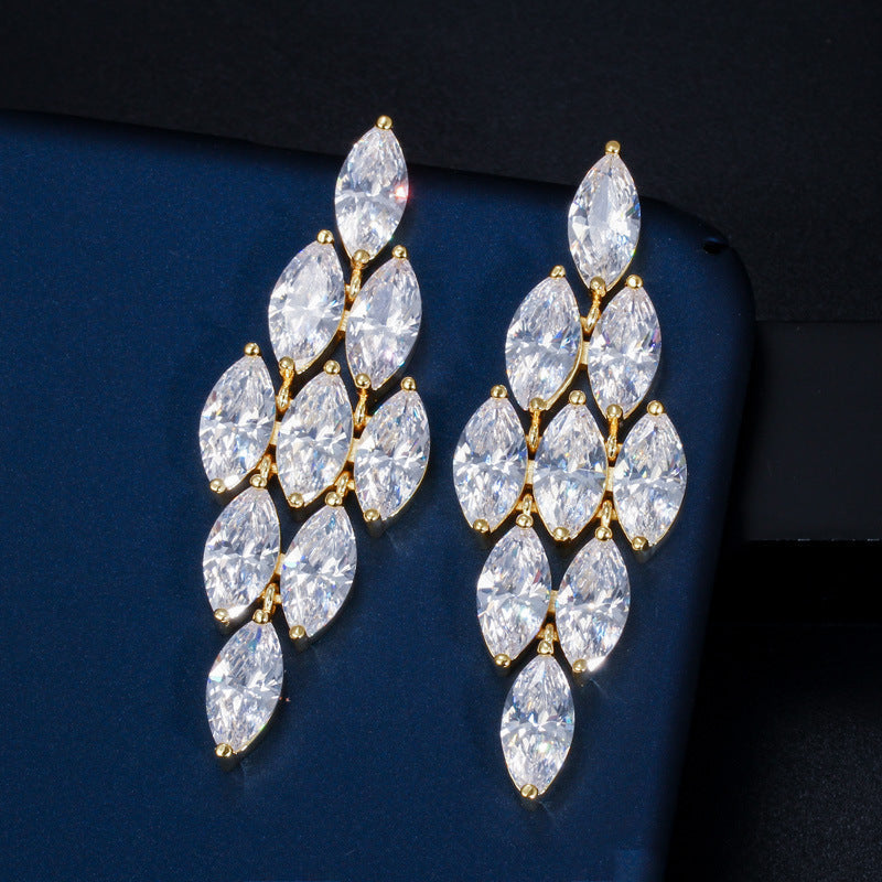 Newlywed banquet diamond AAA zircon waterdrop earrings - exclusive store quality
