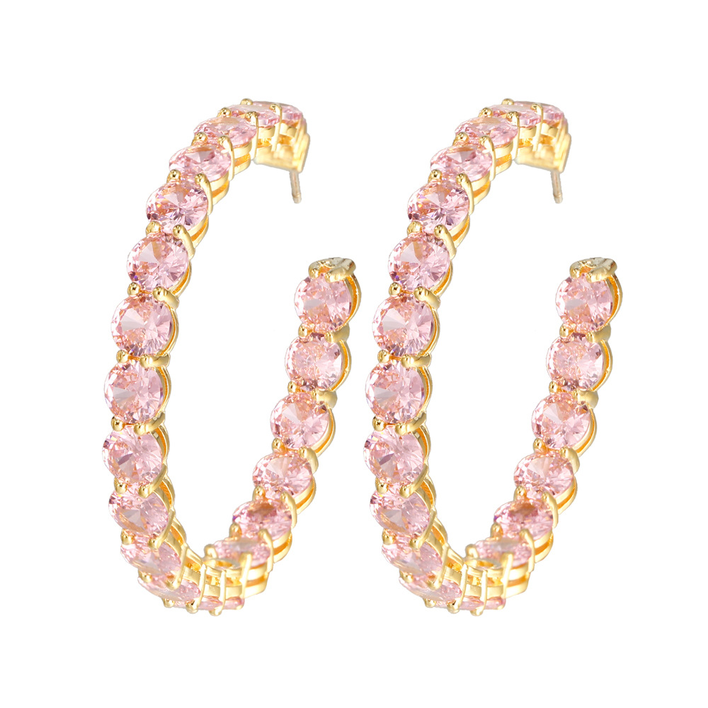 Korean Dongamantown style powder diamond-encrusted ear ring Made of S925 silver electroplated with gold and featuring zirconium stones Ear ring set
