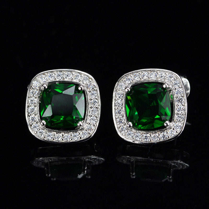 Best-selling Micro Set Stud Earrings Best-selling AAA Zirconia Earrings Decorative Jewelry for Europe and America High-end Ear Accessories Square Set Diamond Stud Earrings