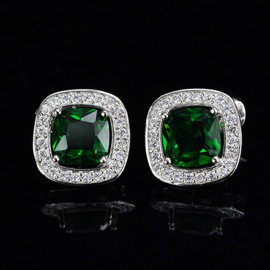 Best-selling Micro Set Stud Earrings Best-selling AAA Zirconia Earrings Decorative Jewelry for Europe and America High-end Ear Accessories Square Set Diamond Stud Earrings