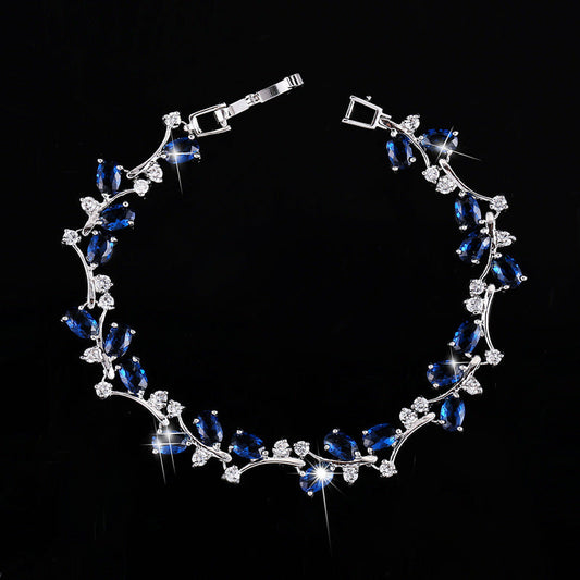 Korean version hand accessories.Korean-style fashionable 18K white gold zirconium bracelet for women