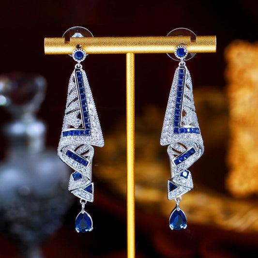 S925 silver needle heavy industry high-end style earrings - exclusive design jewelry - ethnic style retro silk fabric style pendant earrings