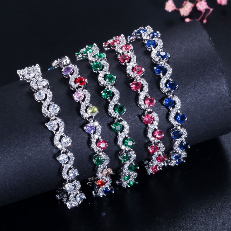 Best-selling Korean fashionable and versatile jewelryBeautiful sparkling diamondsSwiss AAA zirconium plated with white gold bracelet