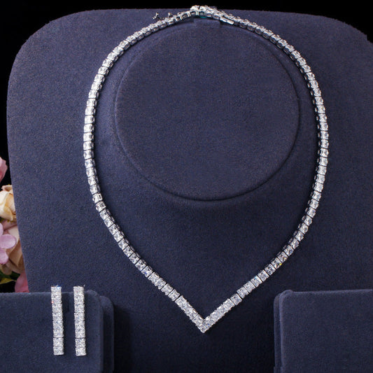 Necklace earrings and bracelet set - versatile wedding accessories featuring high-end zirconium stones
