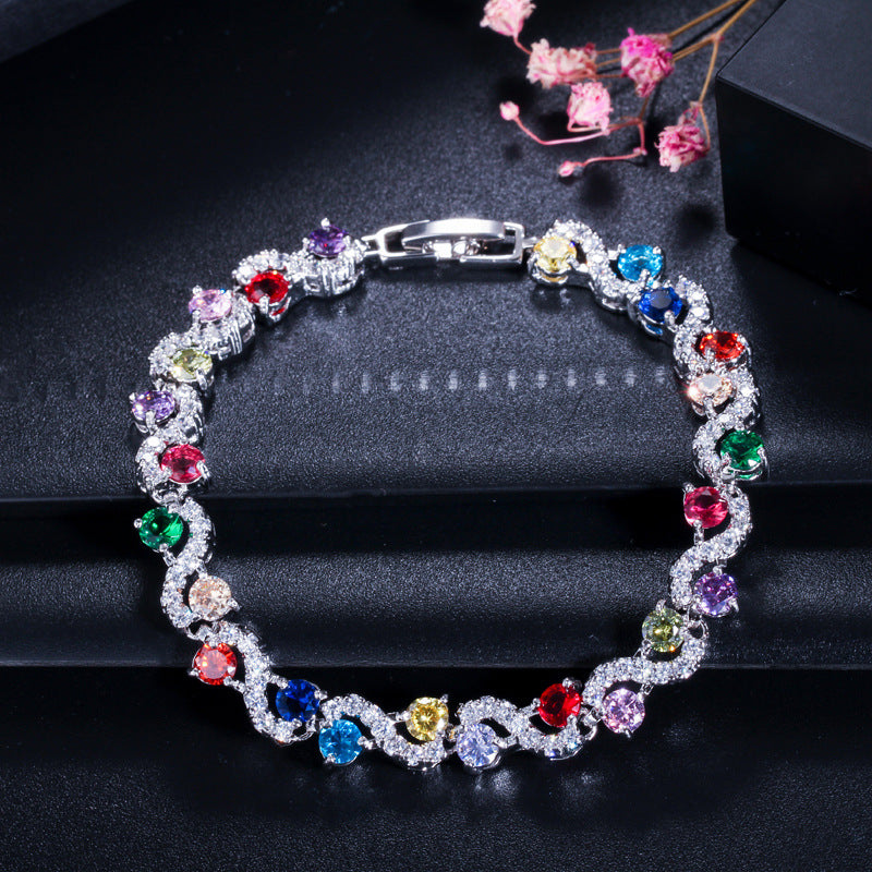 Best-selling Korean fashionable and versatile jewelryBeautiful sparkling diamondsSwiss AAA zirconium plated with white gold bracelet
