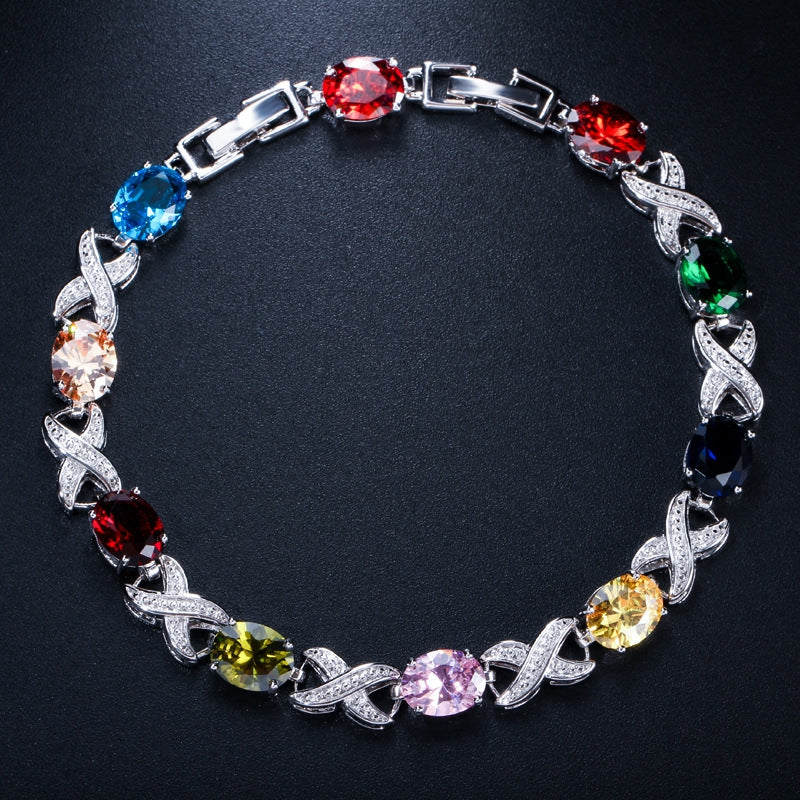 Korean-style fashionable trend bracelet,high-end AAA zirconia multi-color option elegant women's jewelry accessory