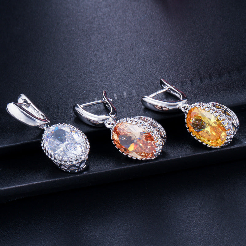 Korean version high-end fashionable chain set - zircon necklace, ring and earrings jewelry set
