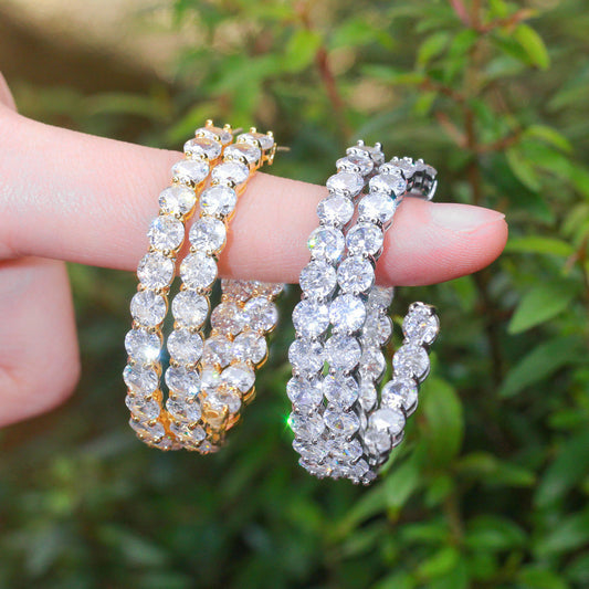 S925 pure silver needle fashion zirconia earrings with large round ear hooks cool style suitable for girls simple and elegant Korean-style earrings