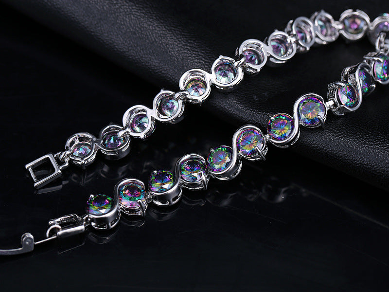 Fashion multicolored bracelet, AAA quality zircon, Korean-style jewelry