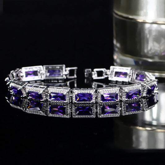 Korean version of fashionable jewelry - electroplated white gold with tiny zirconia inlays bracelet and chain