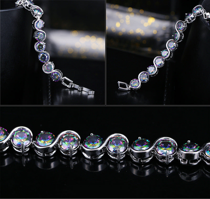 Fashion multicolored bracelet, AAA quality zircon, Korean-style jewelry