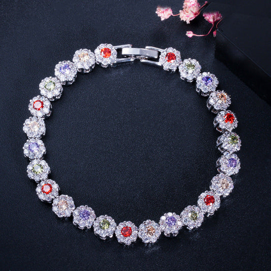 European and American fashion-style AAA zirconia bracelet - electroplated white gold jewelry accessory