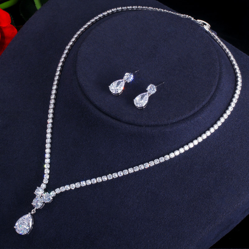 Korean-style Korean version fashion necklace and earring set - bridal wedding party dress evening gown and formal wedding accessory chain set