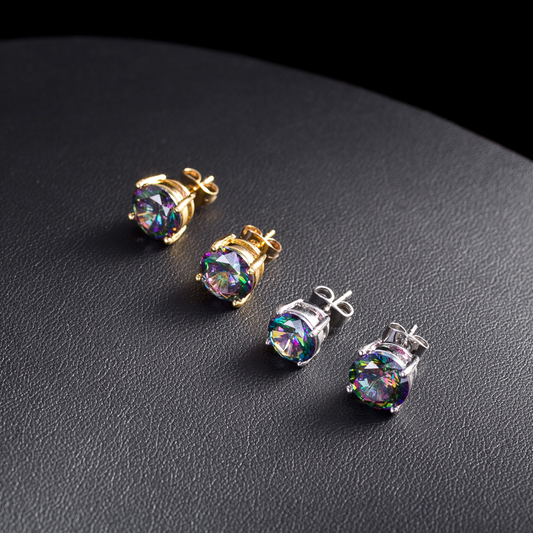 New Korean-style high-end fashionable multi-color zircon ear studs for women Popular and highly selling earrings