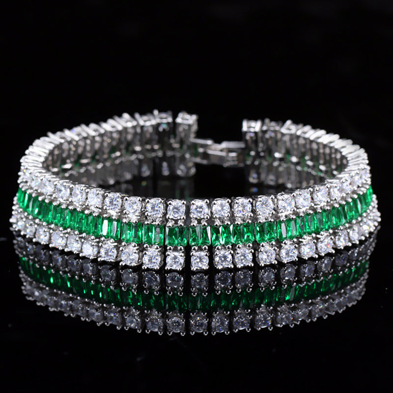 European and American fashion electroplated genuine gold zirconium watch chain - three-row bracelet