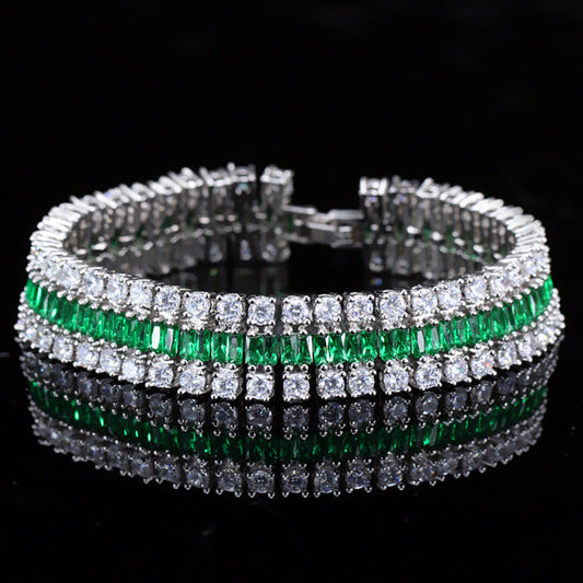 European and American fashion electroplated genuine gold zirconium watch chain - three-row bracelet