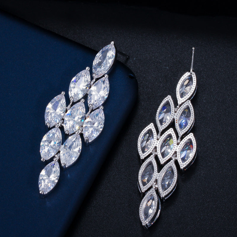 Newlywed banquet diamond AAA zircon waterdrop earrings - exclusive store quality