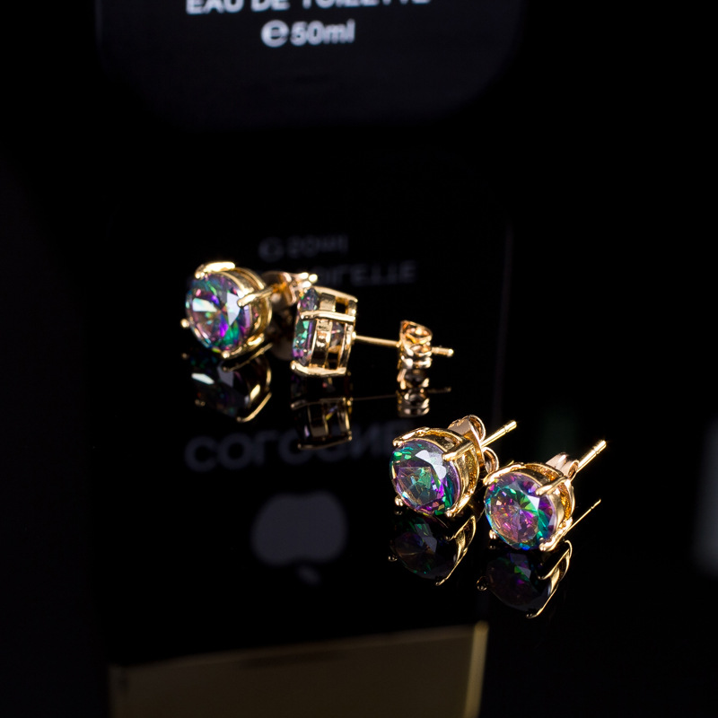 New Korean-style high-end fashionable multi-color zircon ear studs for women Popular and highly selling earrings