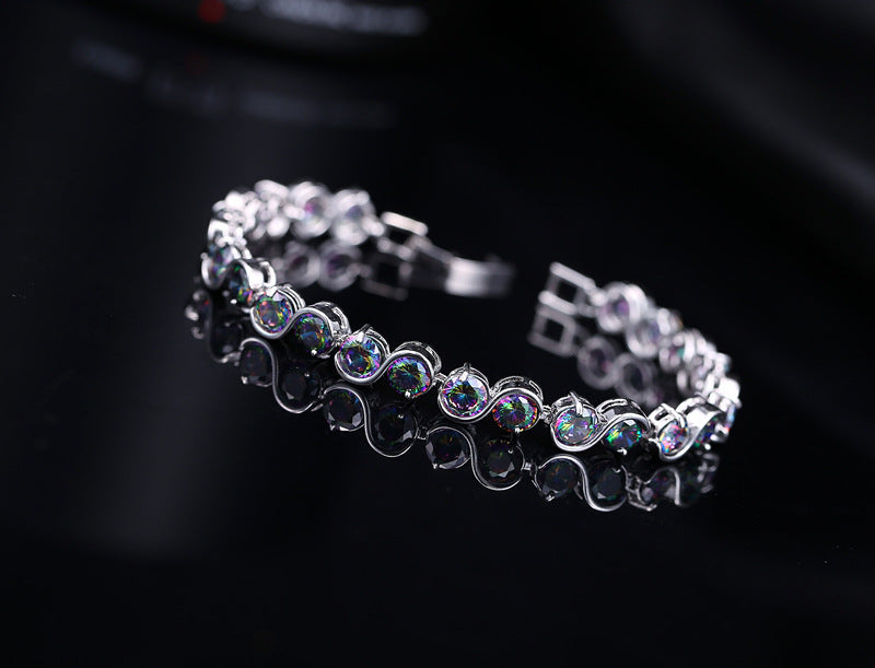 Fashion multicolored bracelet, AAA quality zircon, Korean-style jewelry