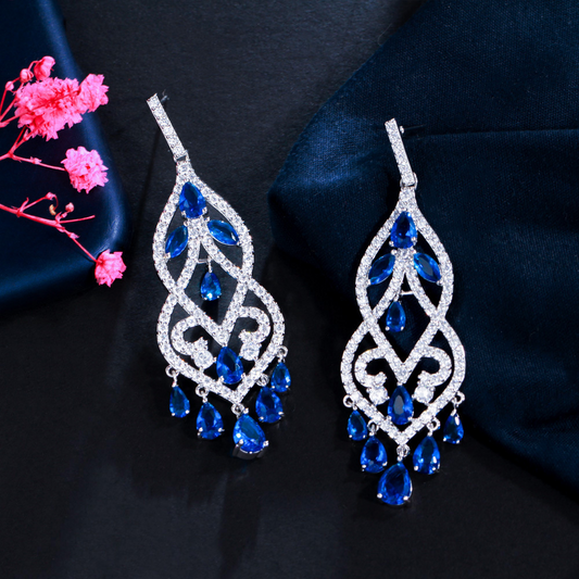 European-style fashionable long fringed earrings with AAA quality zirconia bridal earrings for women ear accessories