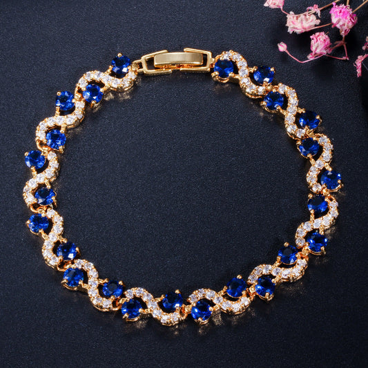 Environmentally friendly copper electroplated gold zirconia exquisite bracelet