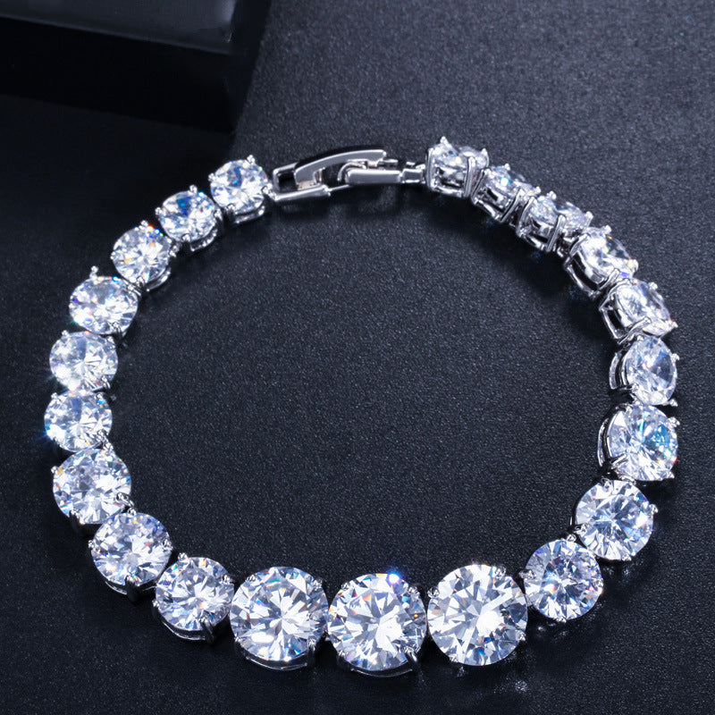 Korean version AAA zircon bracelet electroplated with 3 layers of 18 karat white gold High-end gift jewelry