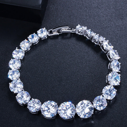 Korean version AAA zircon bracelet electroplated with 3 layers of 18 karat white gold High-end gift jewelry