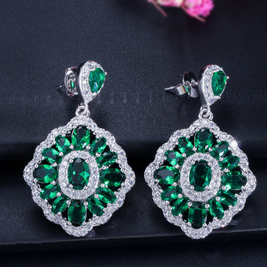 True gold color-lasting long-style vintage earrings with European-style diamond and zirconia adornment