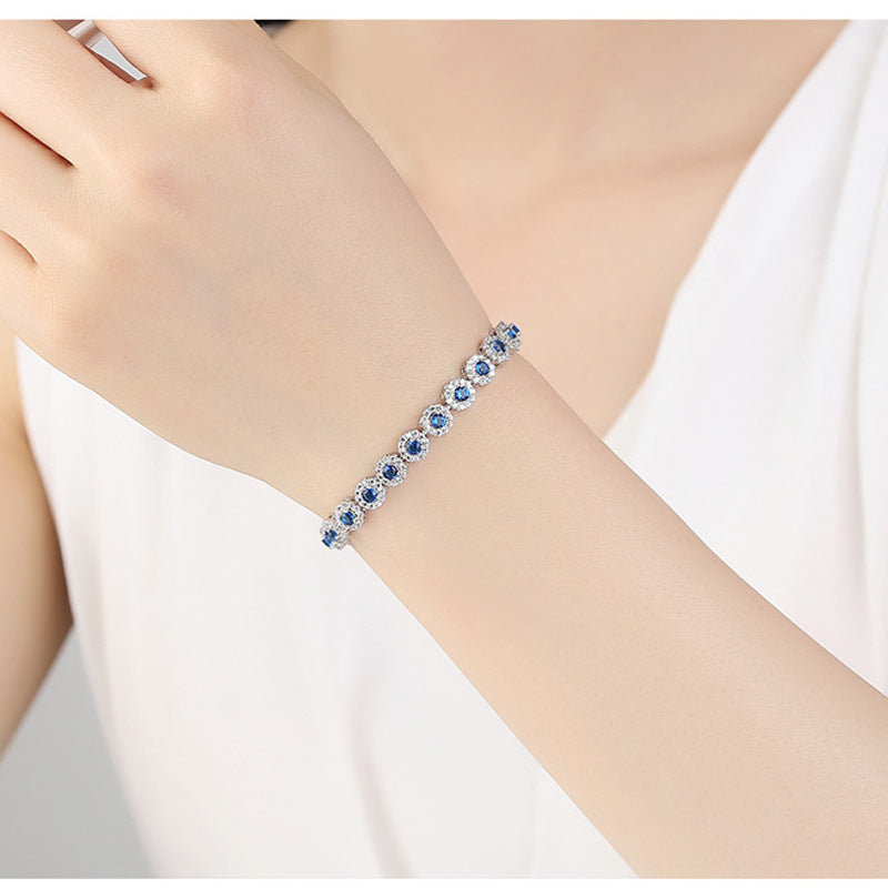 European and American fashion-style AAA zirconia bracelet - electroplated white gold jewelry accessory