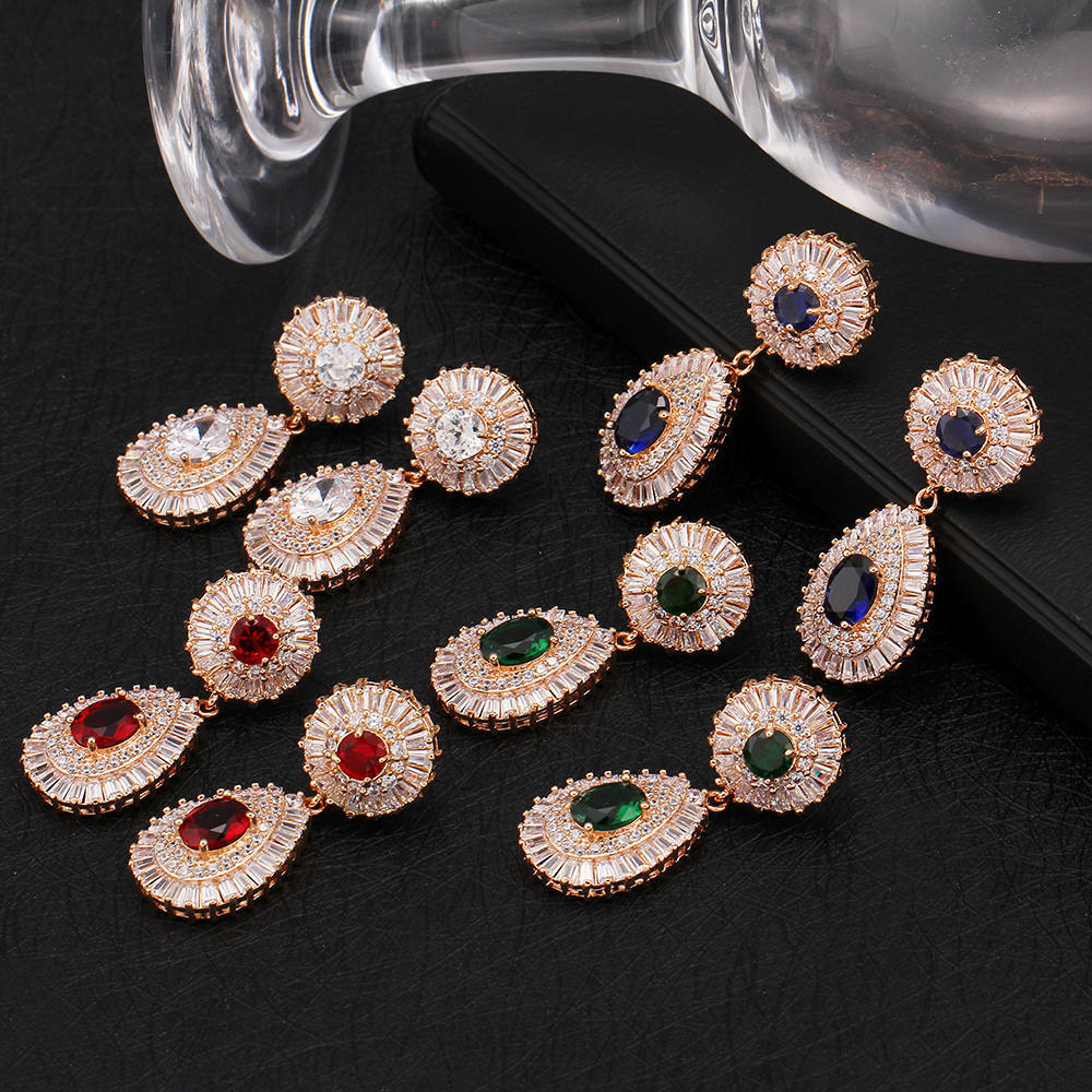 European and American fashion suit set - AAA zirconia necklace and earrings set of two pieces