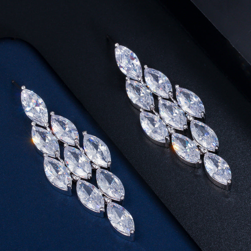 Newlywed banquet diamond AAA zircon waterdrop earrings - exclusive store quality