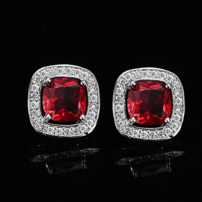 Best-selling Micro Set Stud Earrings Best-selling AAA Zirconia Earrings Decorative Jewelry for Europe and America High-end Ear Accessories Square Set Diamond Stud Earrings