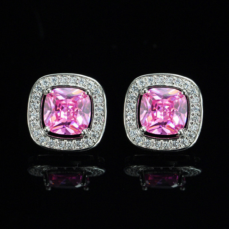 Best-selling Micro Set Stud Earrings Best-selling AAA Zirconia Earrings Decorative Jewelry for Europe and America High-end Ear Accessories Square Set Diamond Stud Earrings