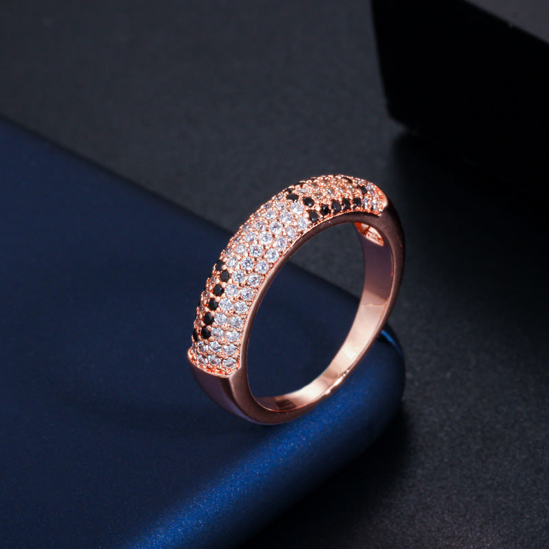 Hot-selling new minimalist and exquisite diamond-zirconia ring Environmentally friendly copper electroplated color-lasting accessory