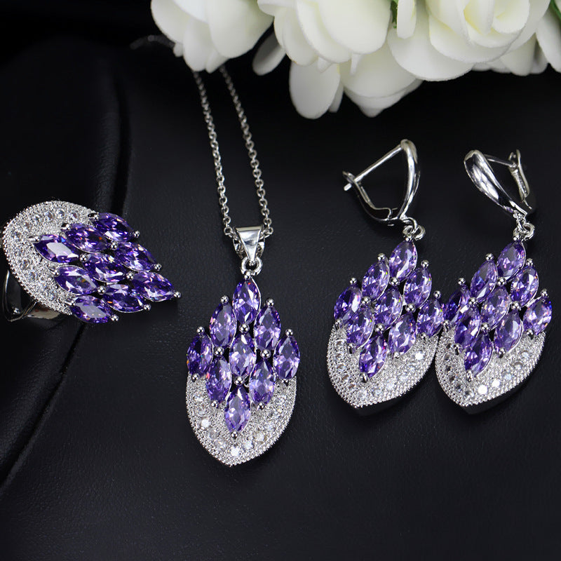 European and American style zircon jewelry set Wholesale bridesmaid and wedding accessories for photo studios and photography props