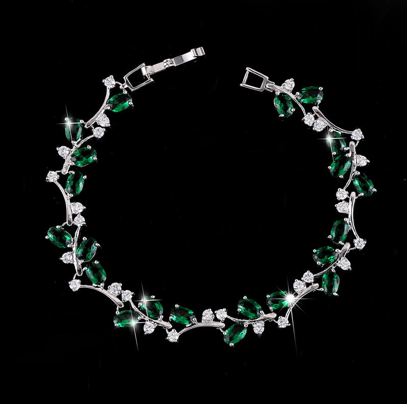 Korean version hand accessories.Korean-style fashionable 18K white gold zirconium bracelet for women