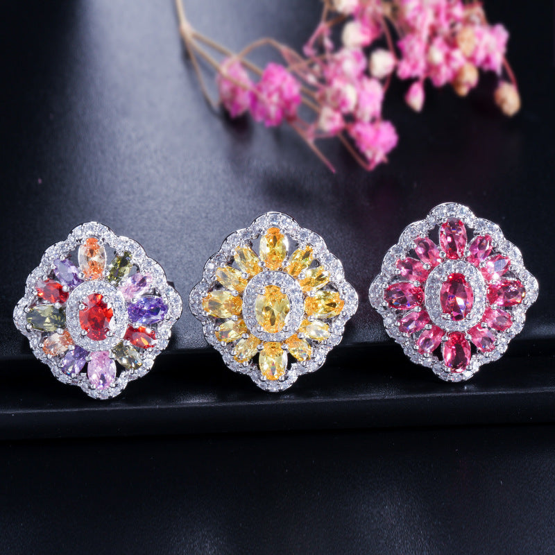 Best-selling high-end three-piece jewelry set - European-style necklace ring and earrings accessory set