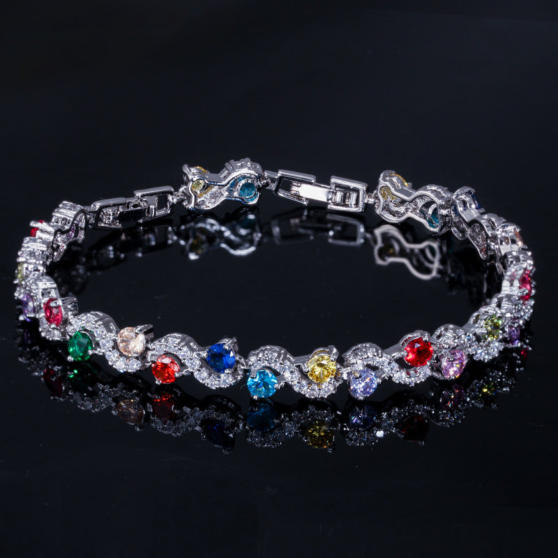 Best-selling Korean fashionable and versatile jewelryBeautiful sparkling diamondsSwiss AAA zirconium plated with white gold bracelet
