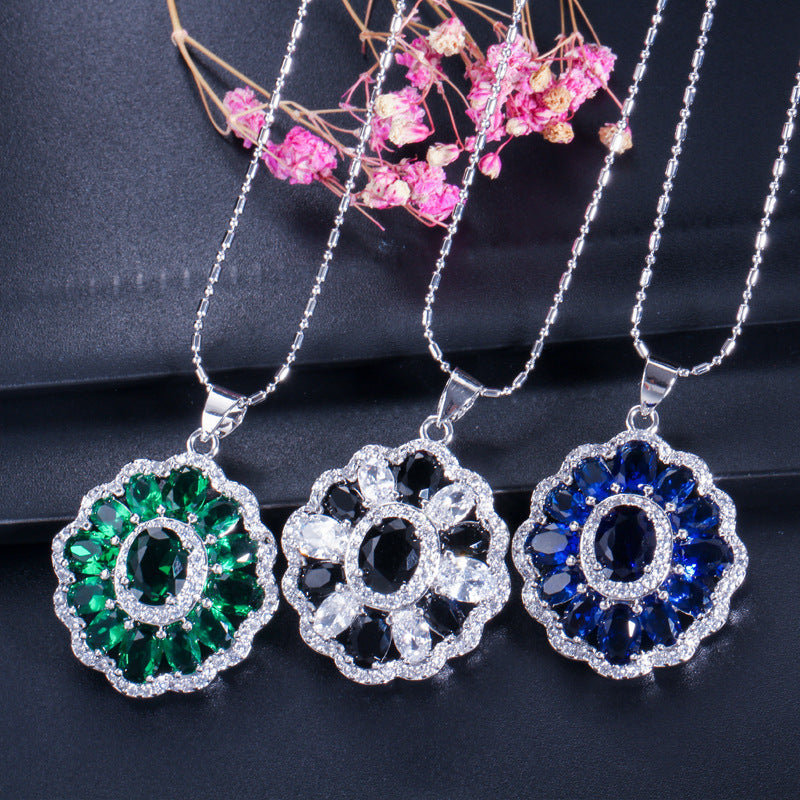 Best-selling high-end three-piece jewelry set - European-style necklace ring and earrings accessory set