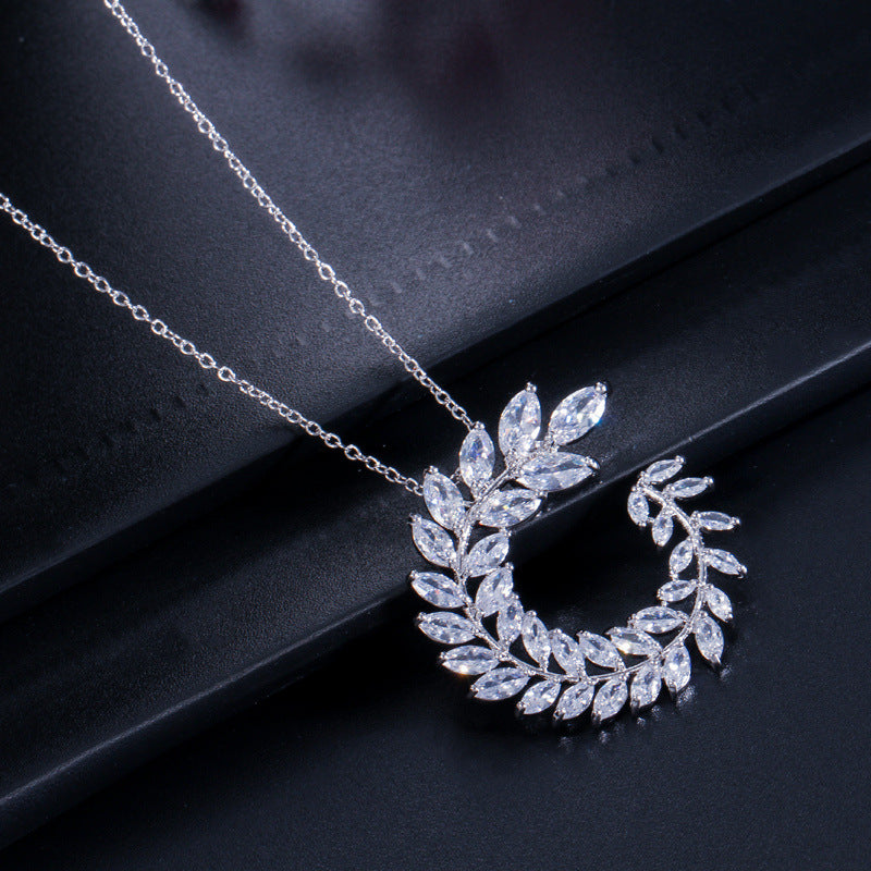Zircon necklace and earrings set - two earrings Made of genuine white gold electroplated for long-lasting color retention