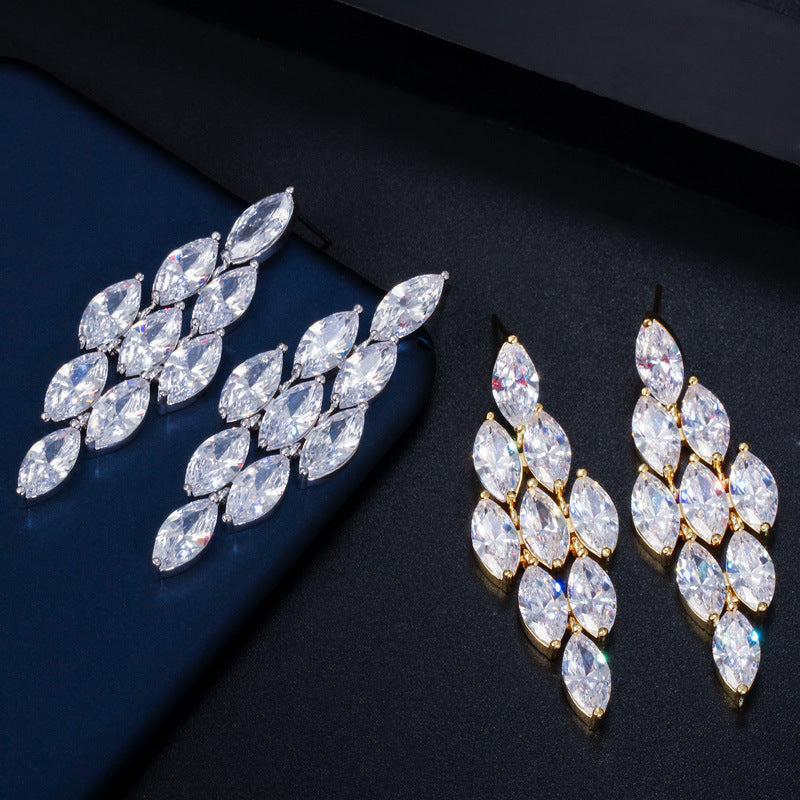 Newlywed banquet diamond AAA zircon waterdrop earrings - exclusive store quality