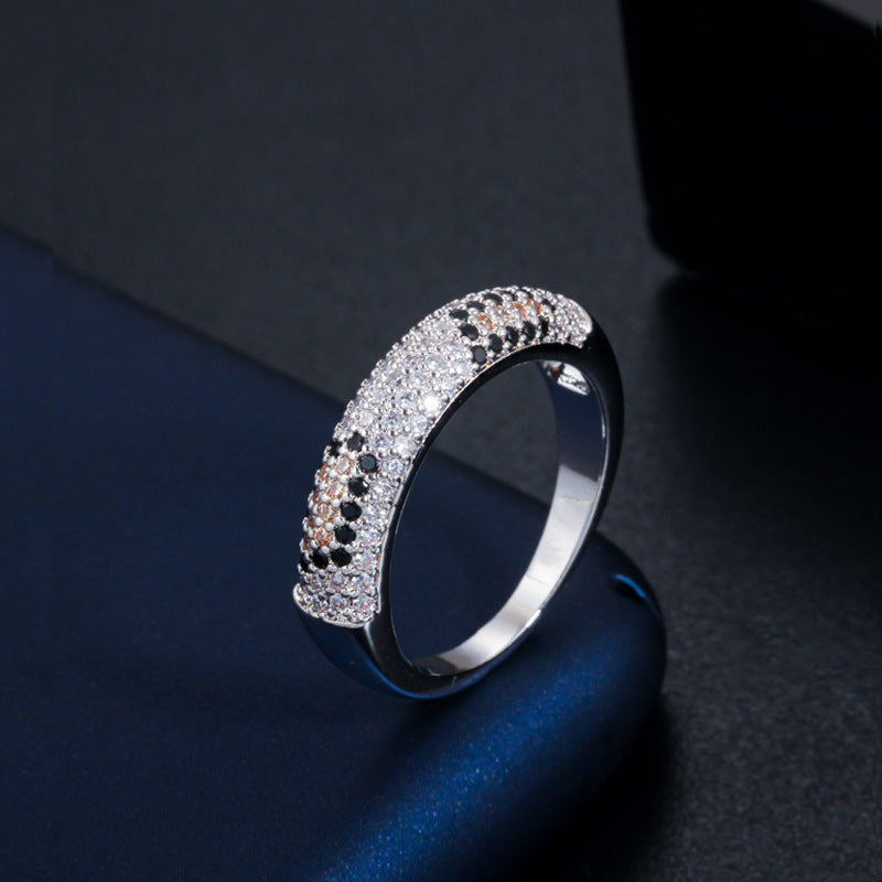 Hot-selling new minimalist and exquisite diamond-zirconia ring Environmentally friendly copper electroplated color-lasting accessory